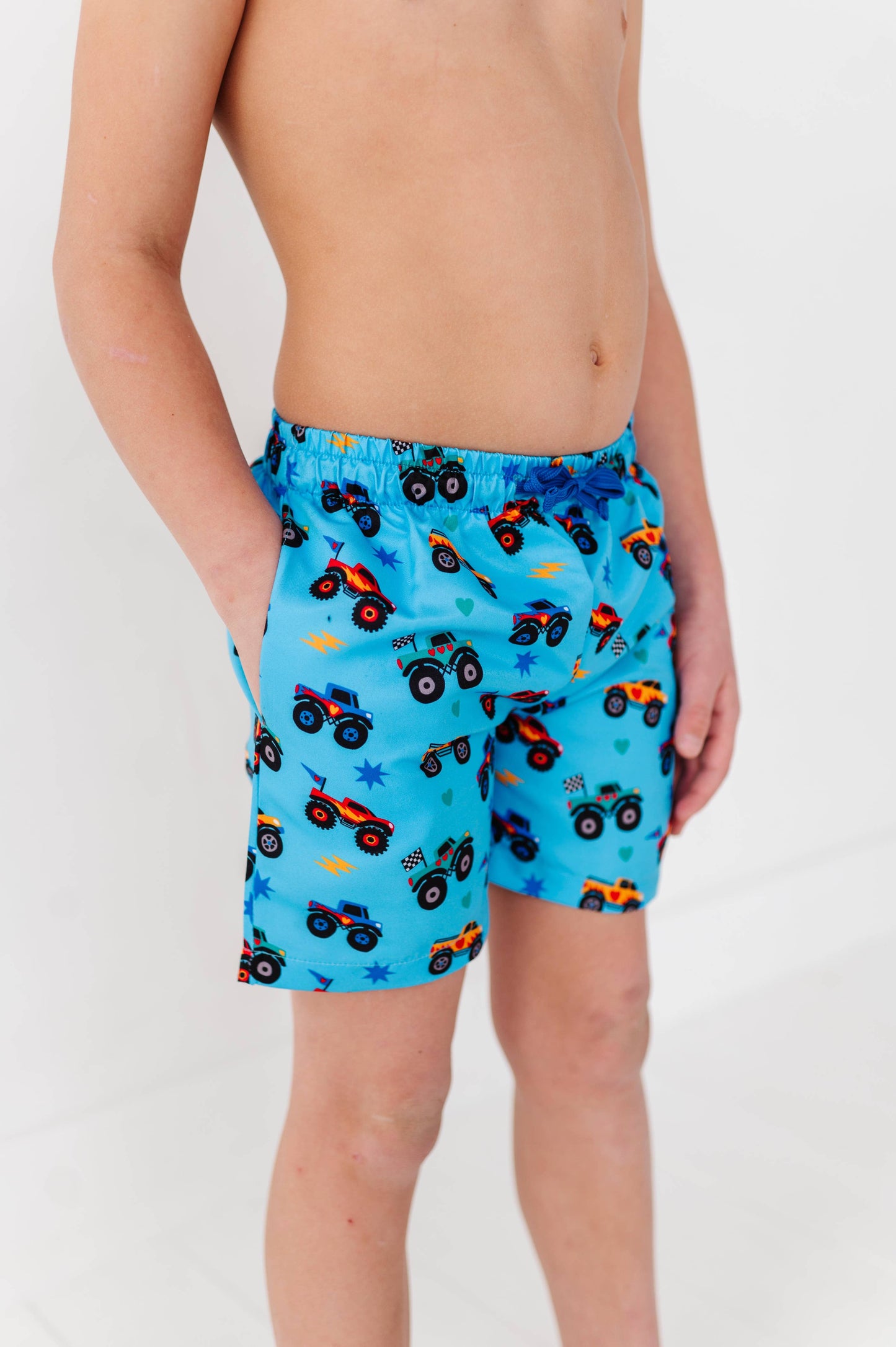 Monster Truck Boys Swim Trunks