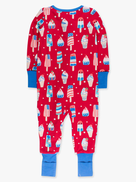 SoftSnooze™ Baby Bamboo Viscose Stars & Scoops Ice Cream Convertible One Piece Footie Pajama