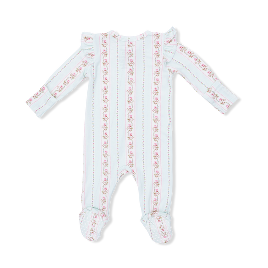 Antoinette Stripe - 2 Way Ruffle Sleeve Zipper Footie