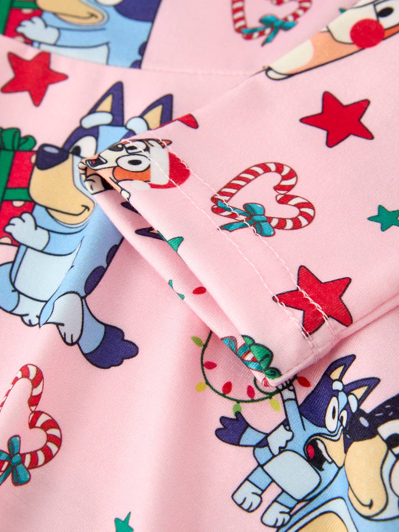 Bluey Christmas Character Print Pink Girls Dress