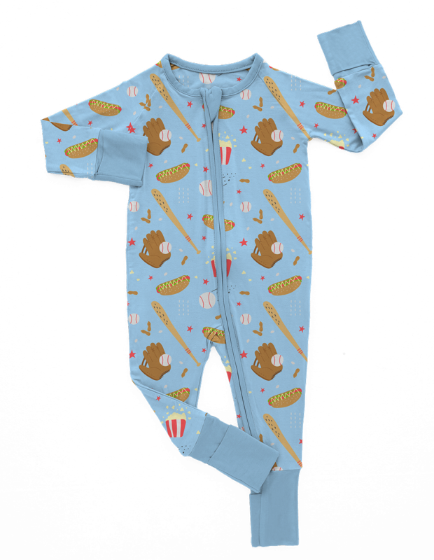 Blue Ballpark Zip Convertible Romper