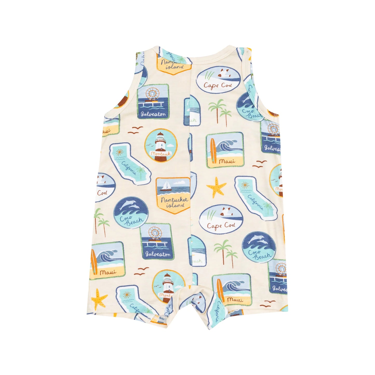 Beach Patches Bamboo Sleeveless Shortie Romper