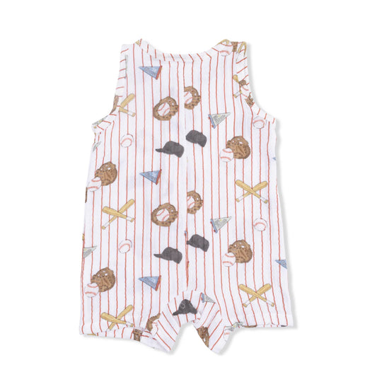Vintage Baseball Stripe - Sleeveless Shortie Romper