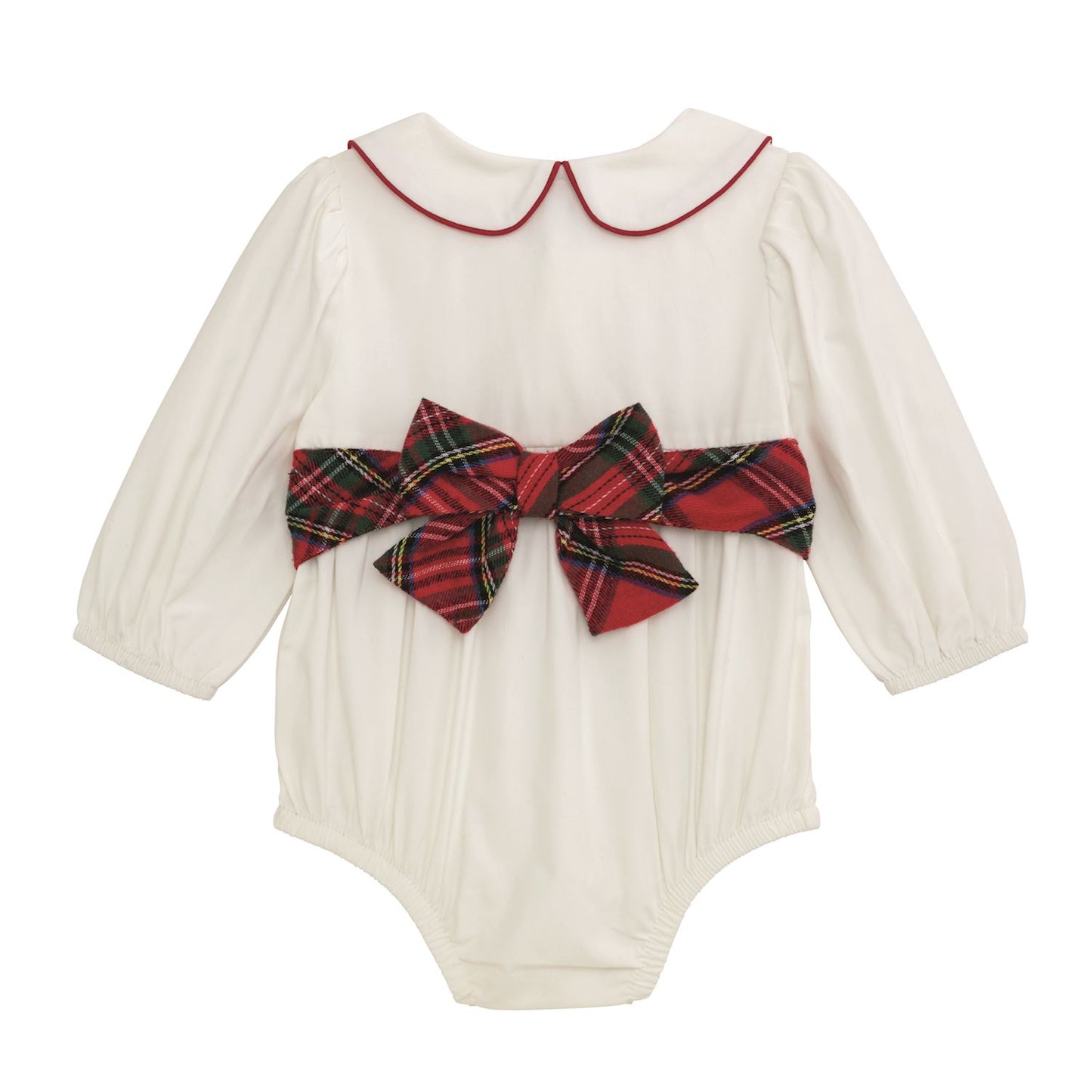 White Tartan Bow Baby Bubble