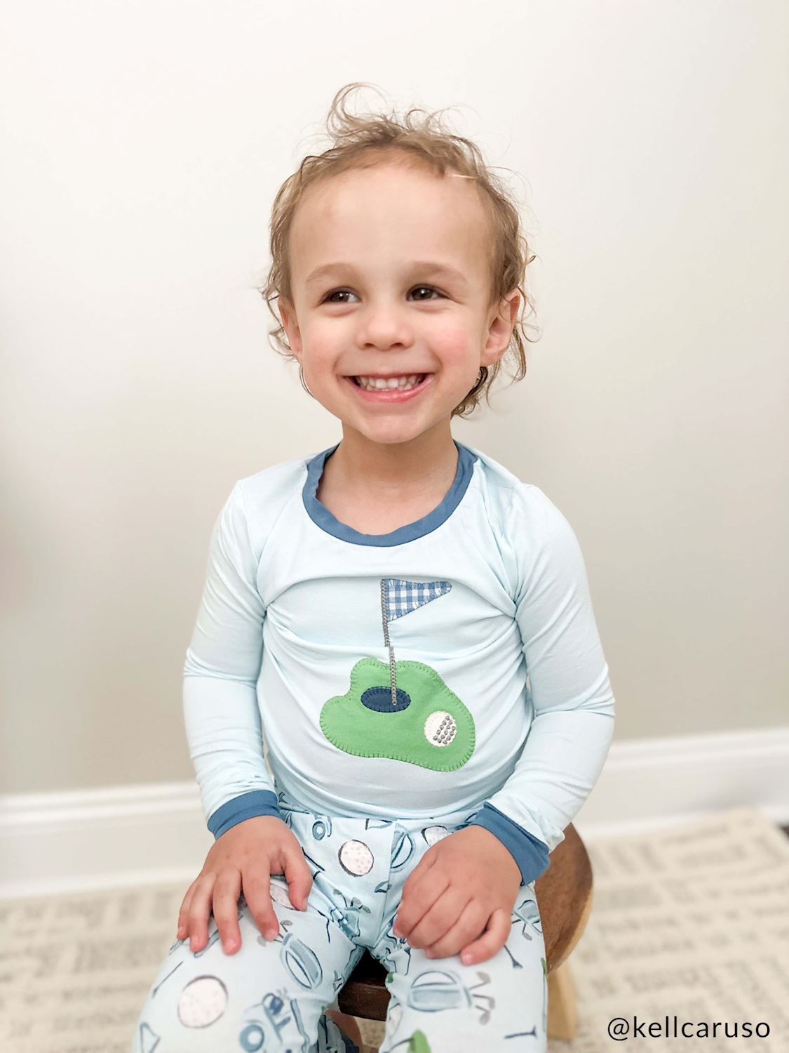 Blue Golf Applique Pajama Set