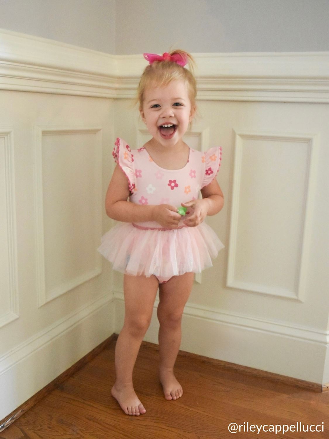 Daisy/Check Reversible One-Piece Swimsuit with Tutu