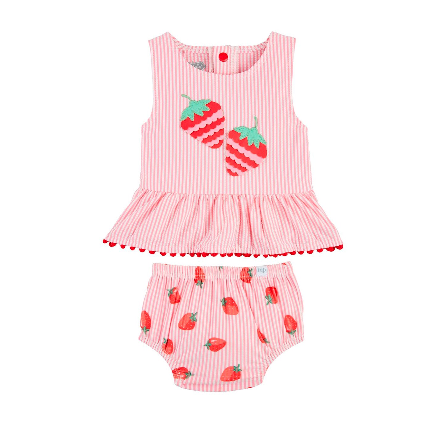 Strawberry Applique Two-Piece Swimsuit