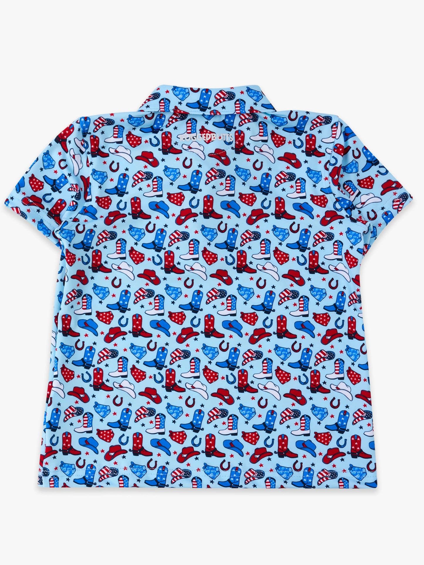 Boys Blue Stars & Spurs Knit Short Sleeve Performance Polo