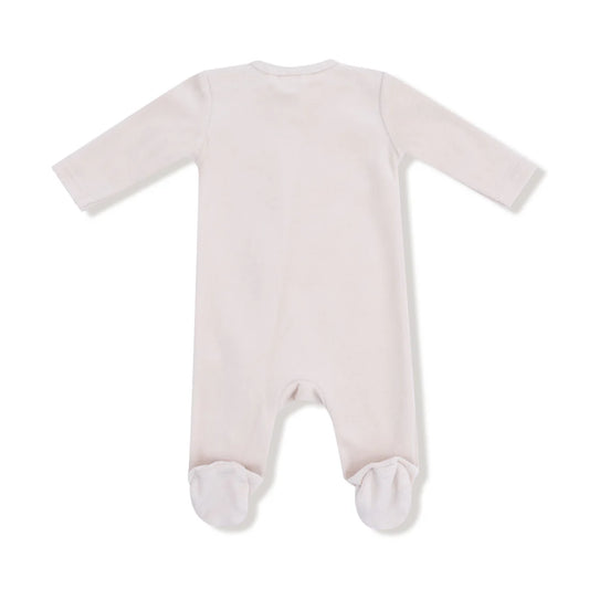 2 Way Zipper Footie - Velour Teddy Bear Oatmeal