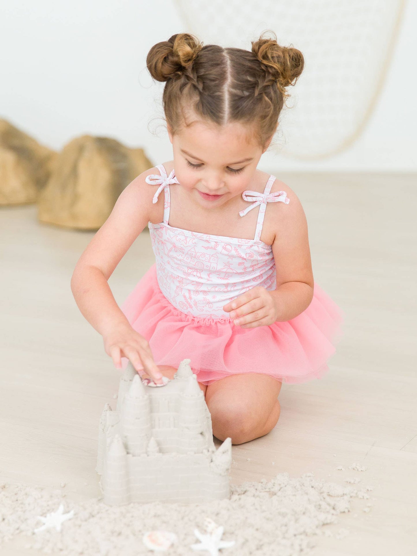 Girls By the Seaside Tulle Skirted One Piece Swimsuit