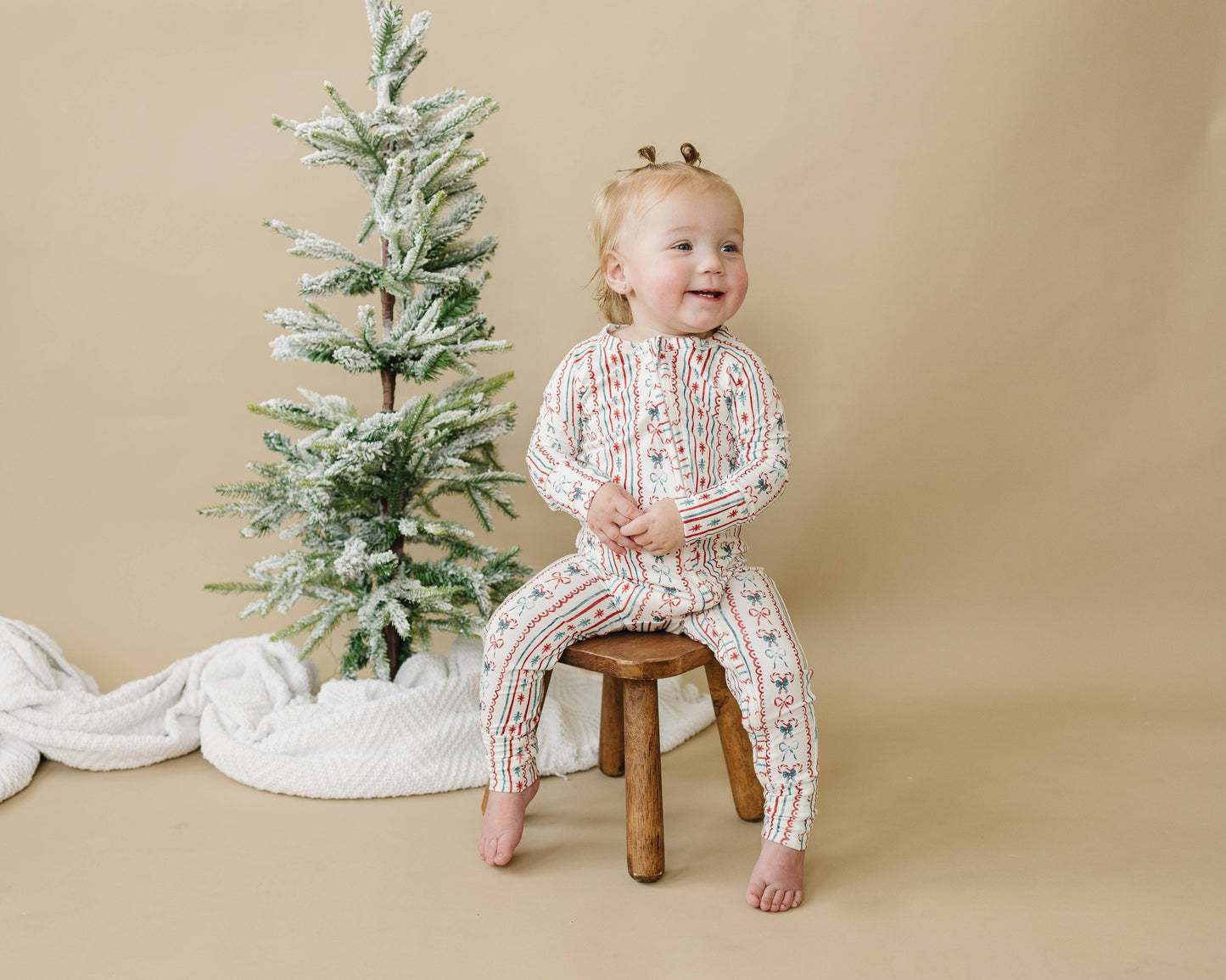 Candy Cane Lane Zippy Romper Baby Girl Christmas Pajamas PJs