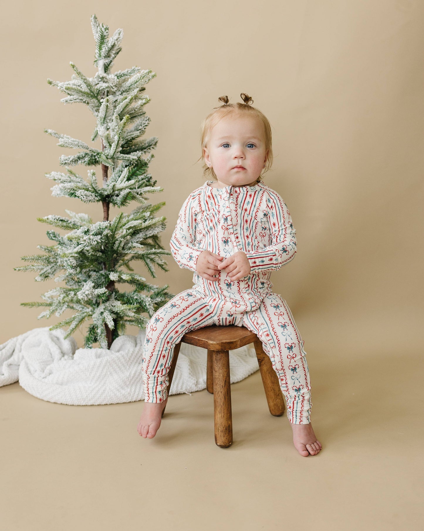 Candy Cane Lane Zippy Romper Baby Girl Christmas Pajamas PJs