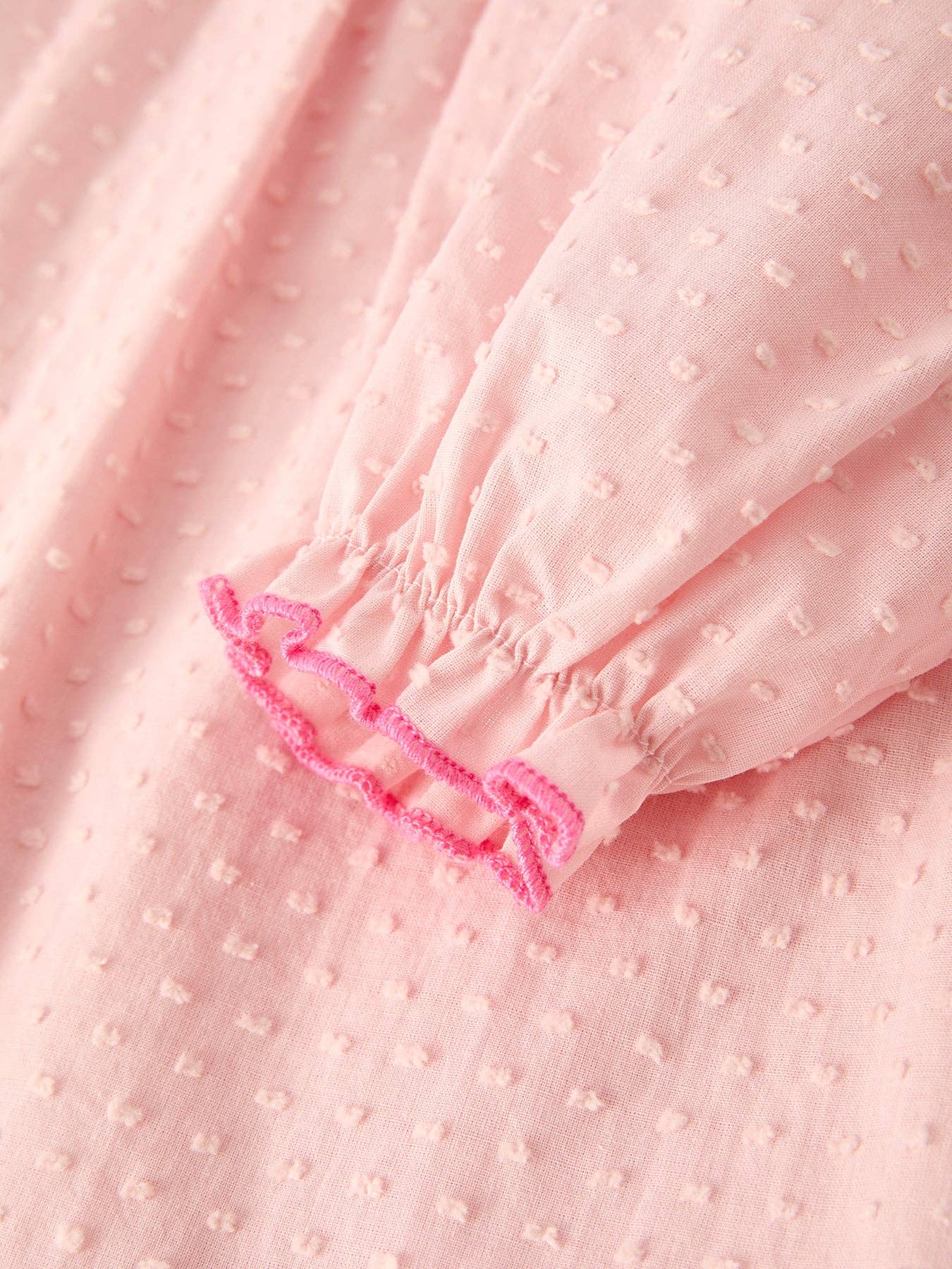 Halloween Light Pink Ghost Embroidery Smock Girl Dress