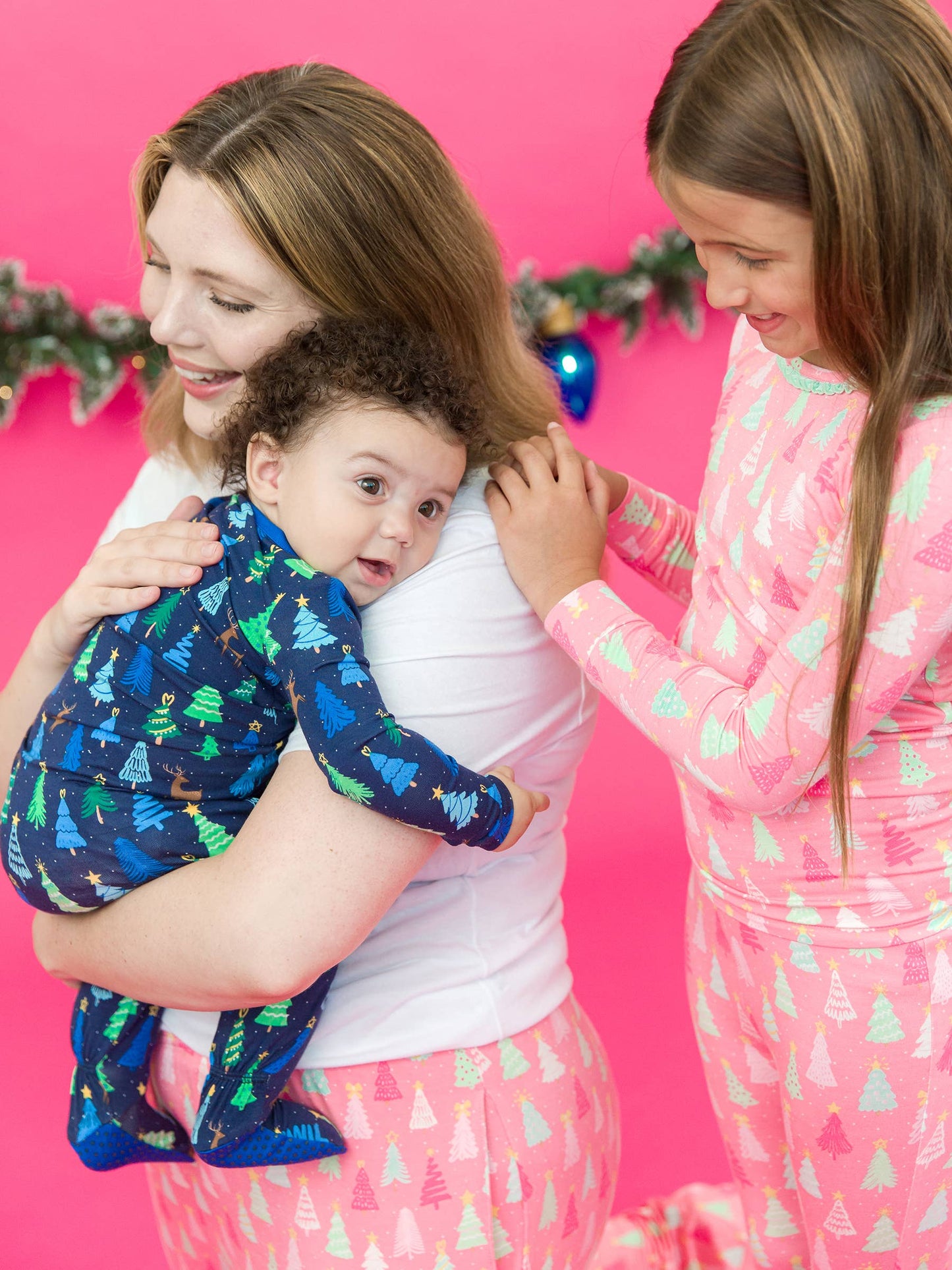 SoftSnooze™ Baby Boys Bamboo Viscose Merry Blue Pines Footed One Piece Pajama