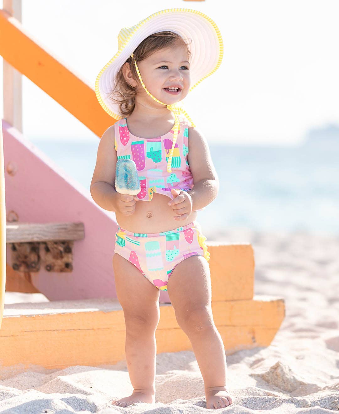 Girls Ice Cream Social Peplum Tankini 2-Piece Swimsuit with Signature Rear Ruffles