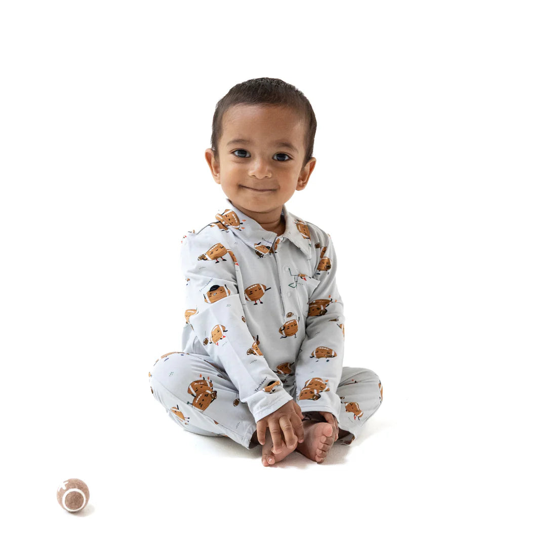 Polo Romper - Footballs Playing Football