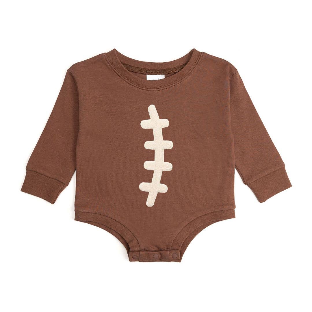 Football Lace Patch Long Sleeve Romper - Baby Clothing