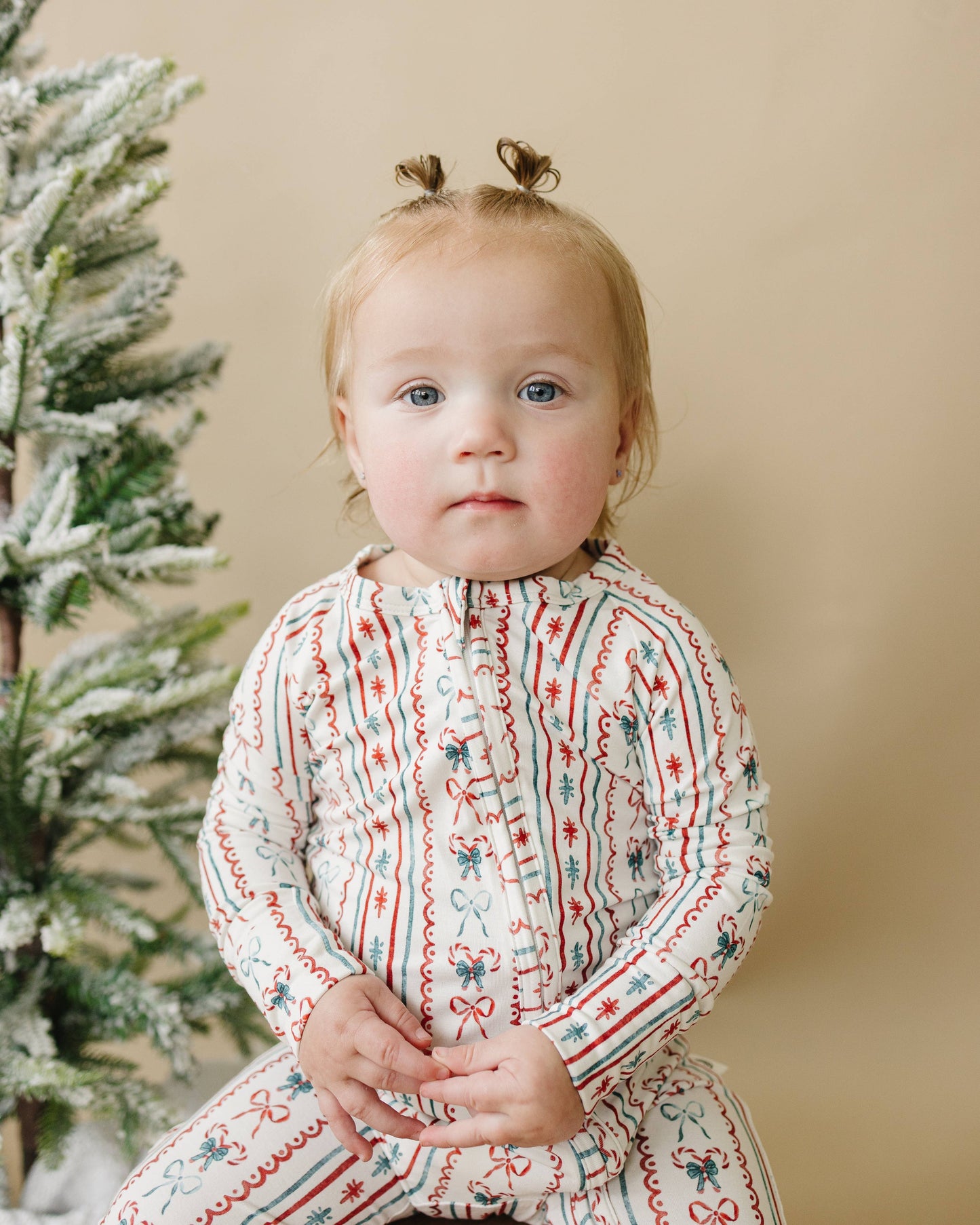 Candy Cane Lane Zippy Romper Baby Girl Christmas Pajamas PJs