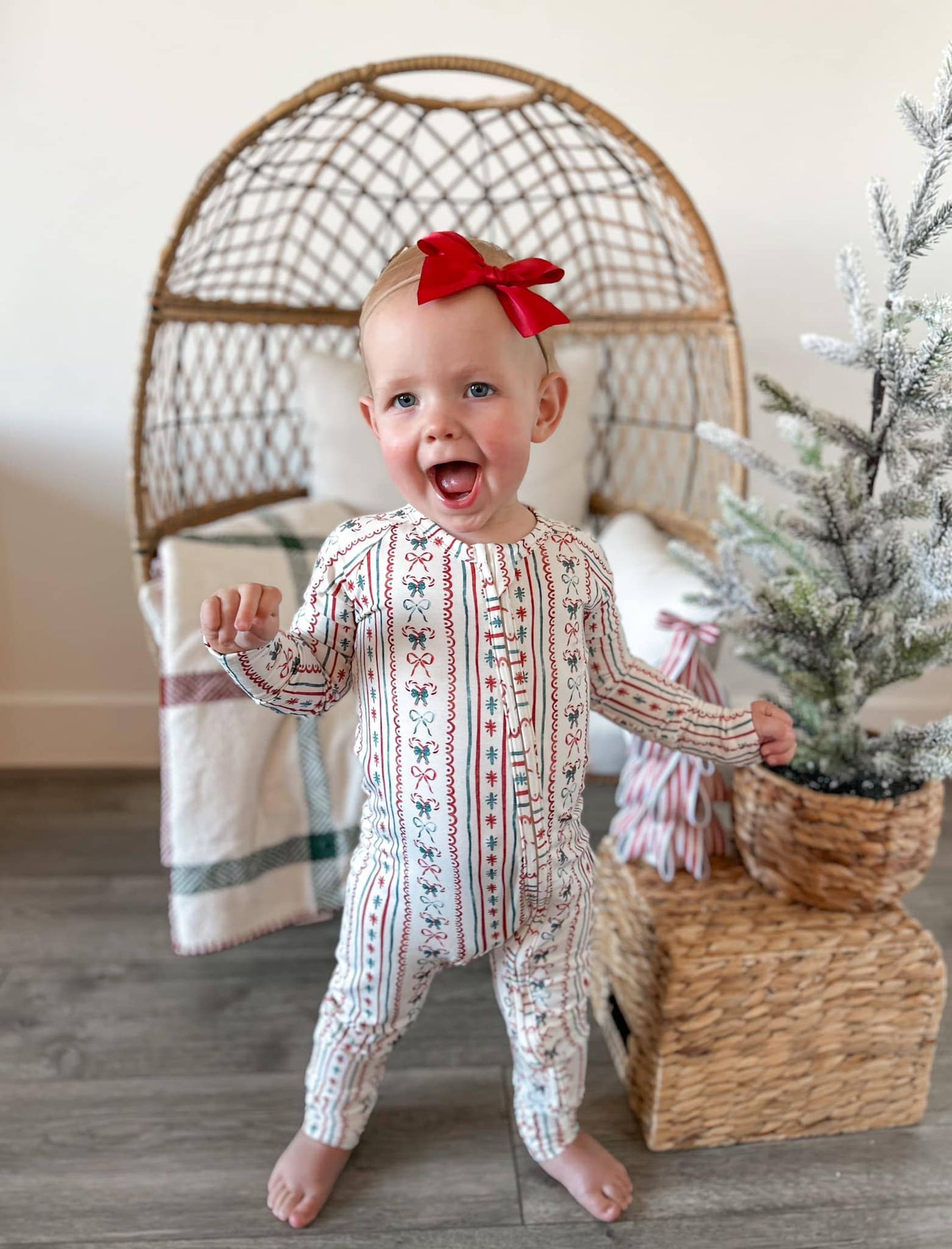 Candy Cane Lane Zippy Romper Baby Girl Christmas Pajamas PJs