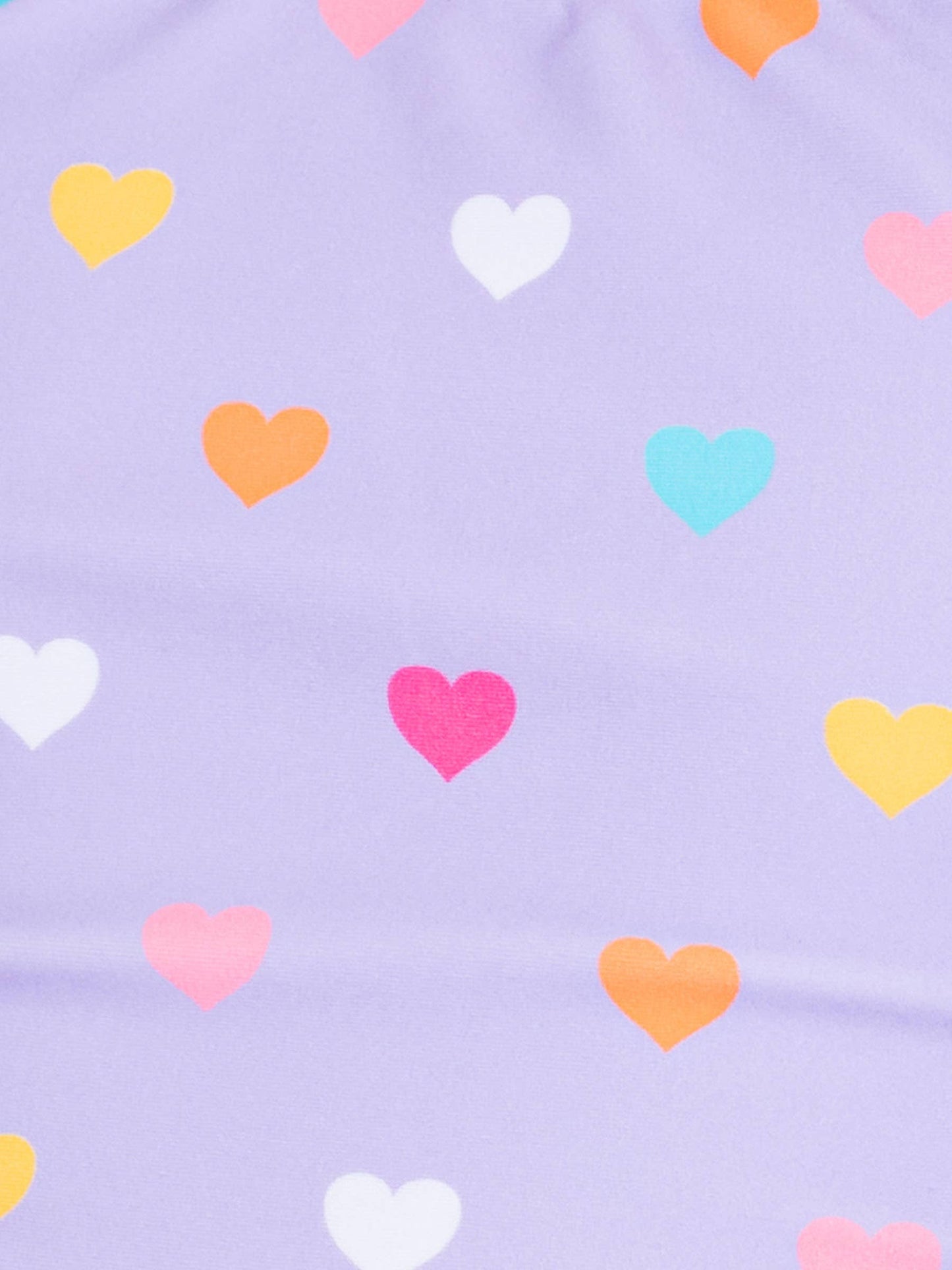 Girls Lavender Colorful Hearts Butterfly Sleeve One Piece Swimsuit