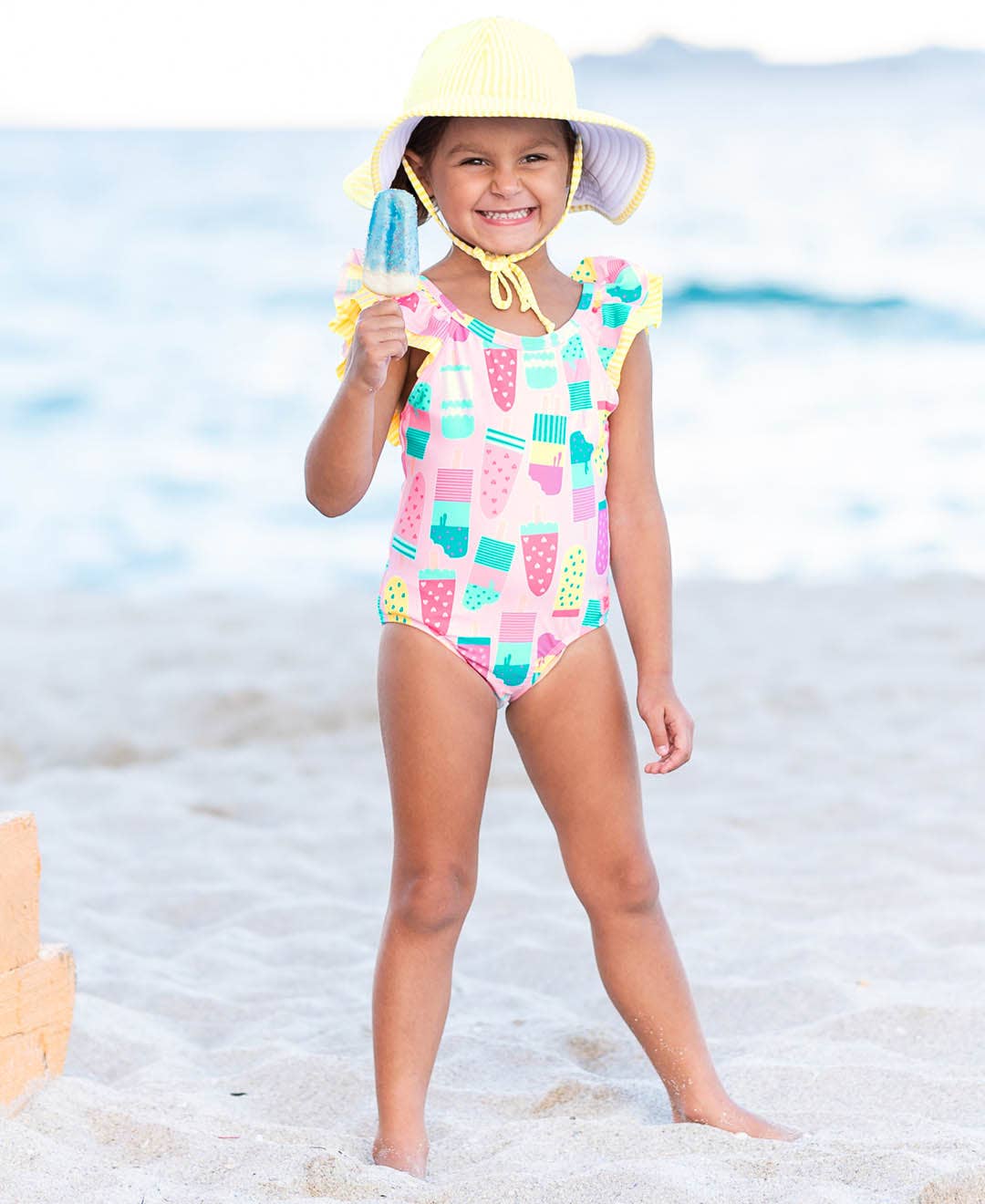 Girls Ice Cream Social Bow V-Back One Piece Swimsuit
