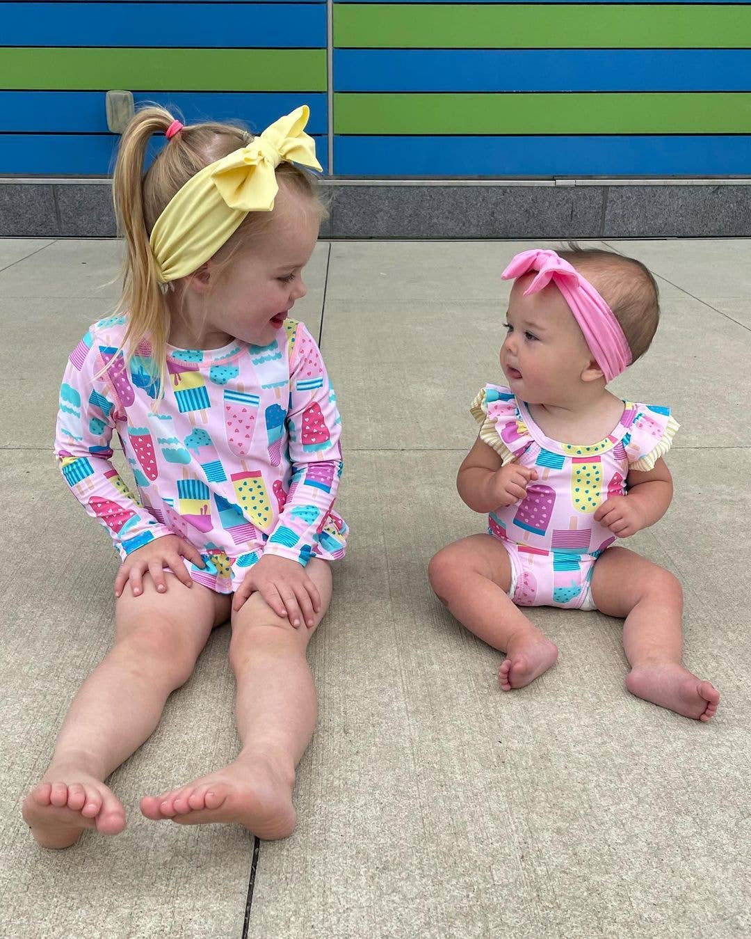 Girls Ice Cream Social Bow V-Back One Piece Swimsuit