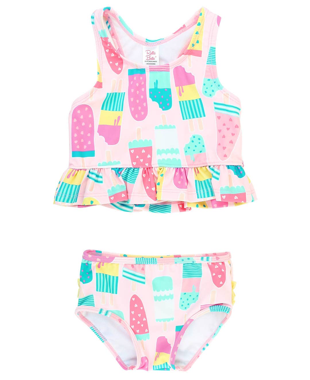 Girls Ice Cream Social Peplum Tankini 2-Piece Swimsuit with Signature Rear Ruffles