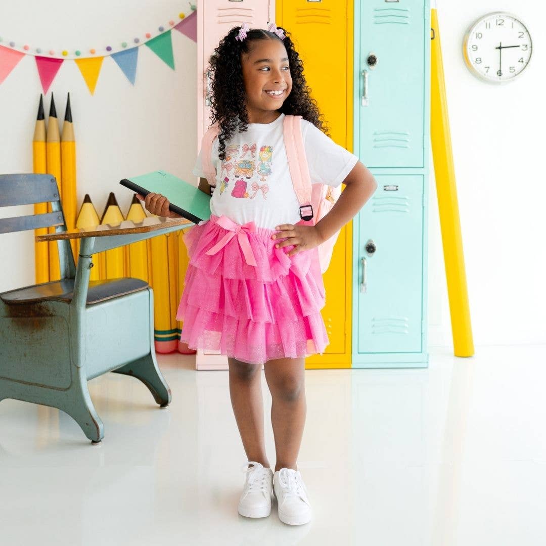 Coquette School Doodle Short Sleeve T-Shirt - Girls Clothes