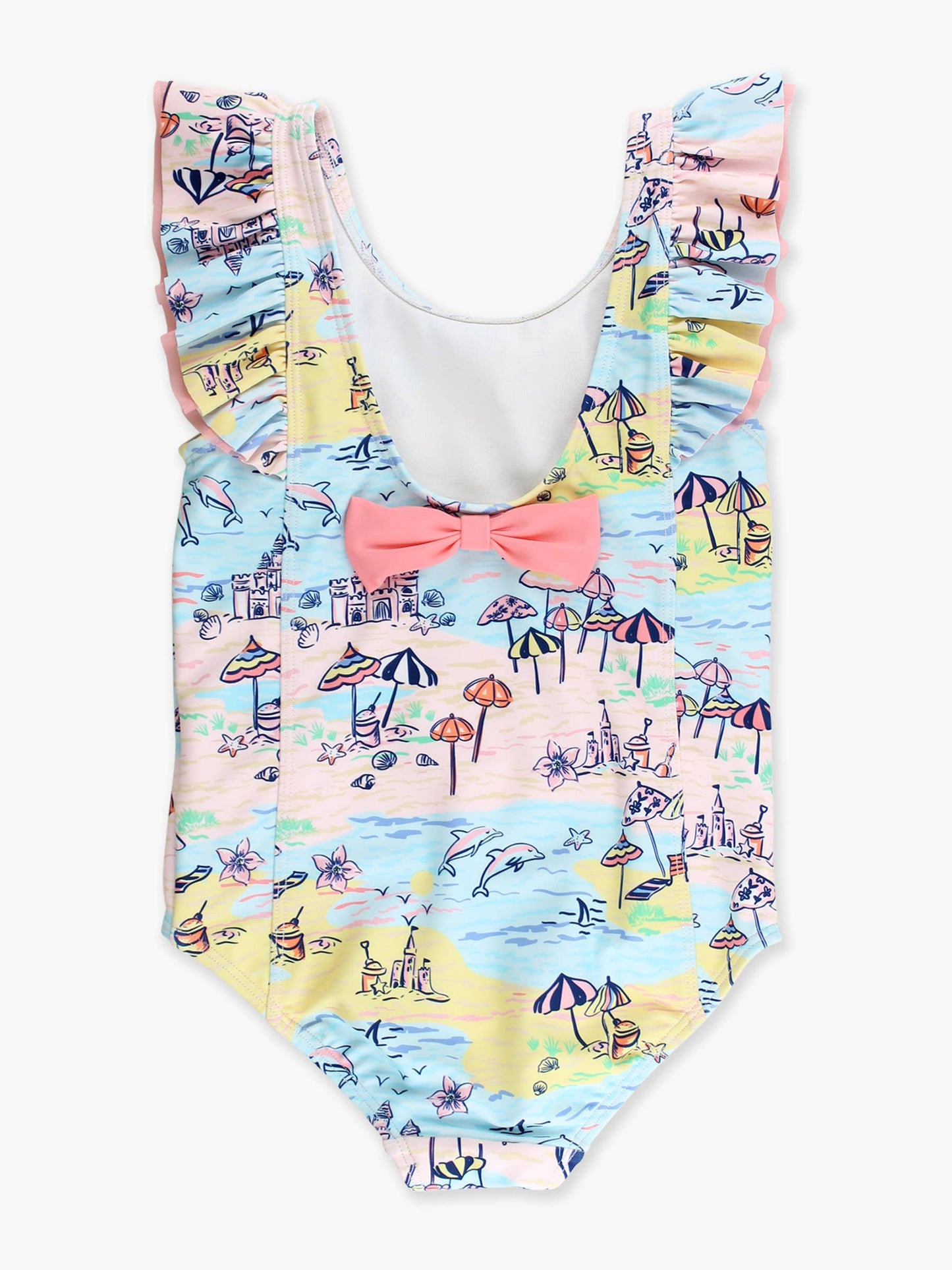 Girls Beach Day Waterfall One Piece Swimsuit