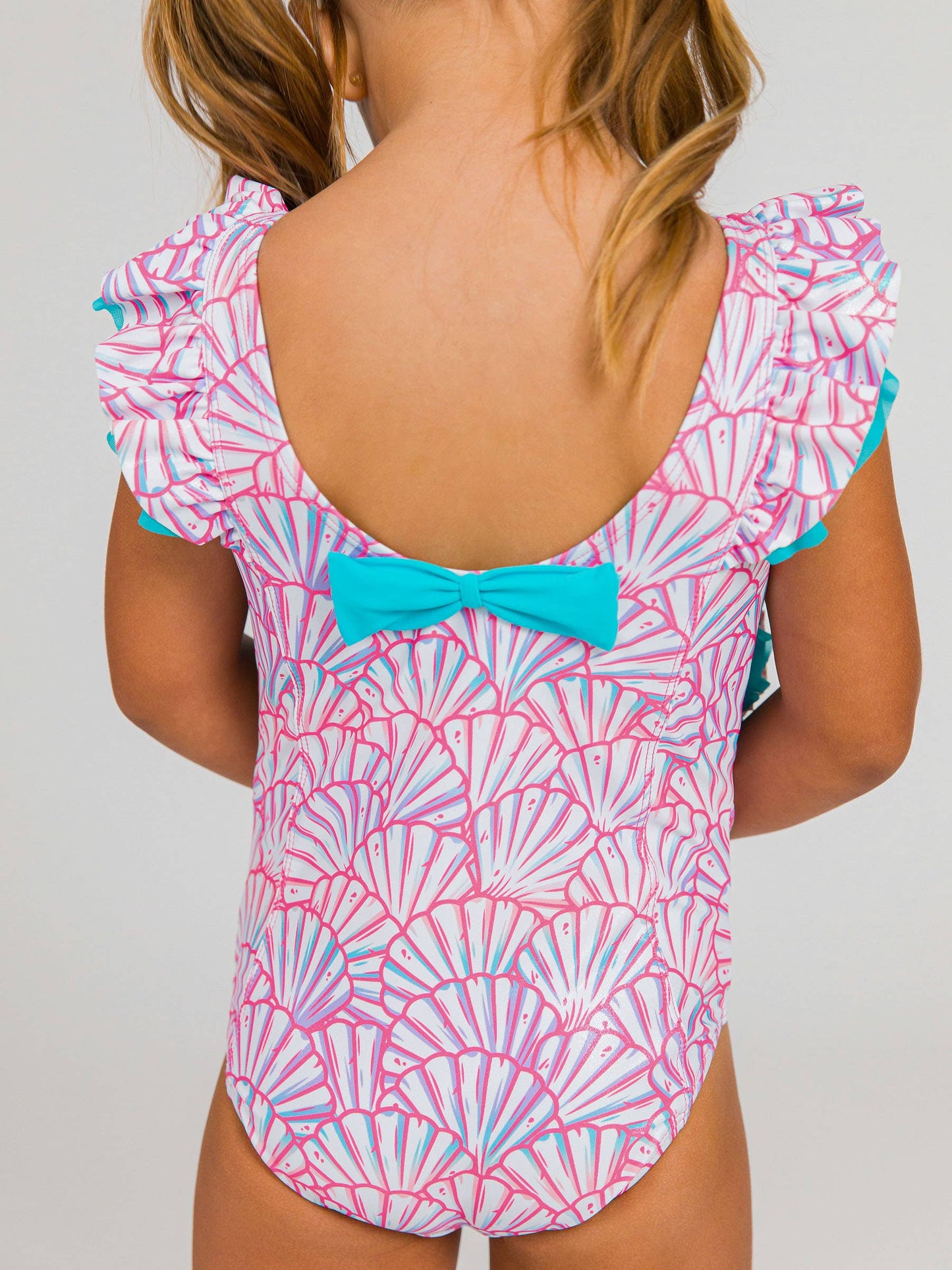 Girls Pink Magical Mermaids Waterfall One Piece Swimsuit