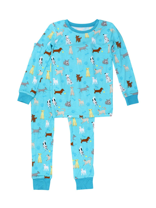 SoftSnooze™ Boys Bamboo Viscose Puppy Playtime Long Sleeve Pajama Set