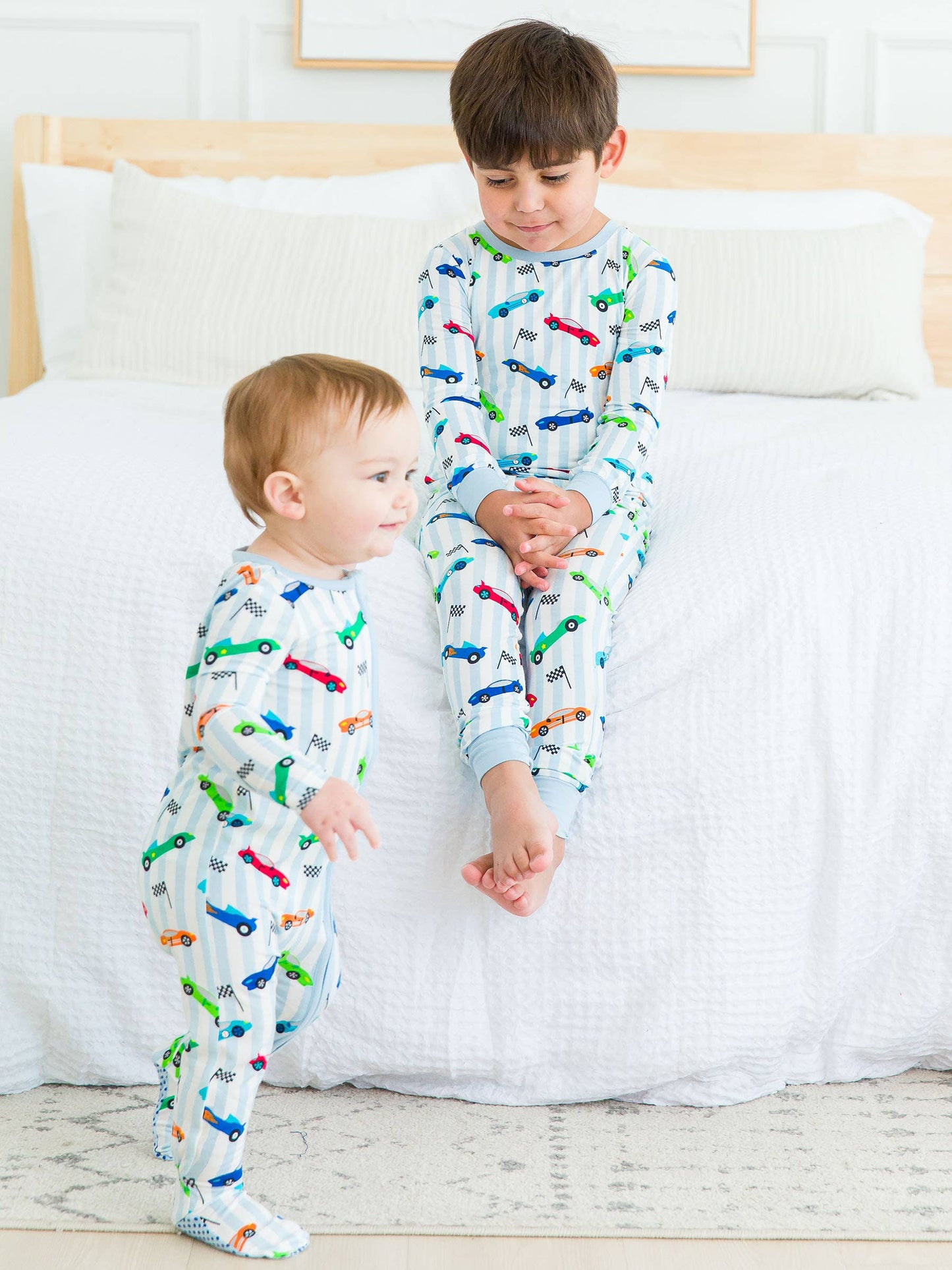 SoftSnooze™ Boys Bamboo Viscose Let's Roll Racecars Long Sleeve Pajama Set