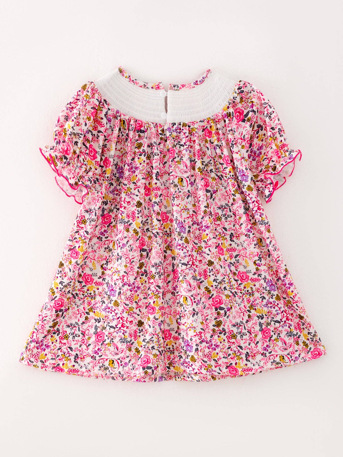 Pumpkin Girls Smocking Pumpkin Bow Embroidered Short Sleeve Dress
