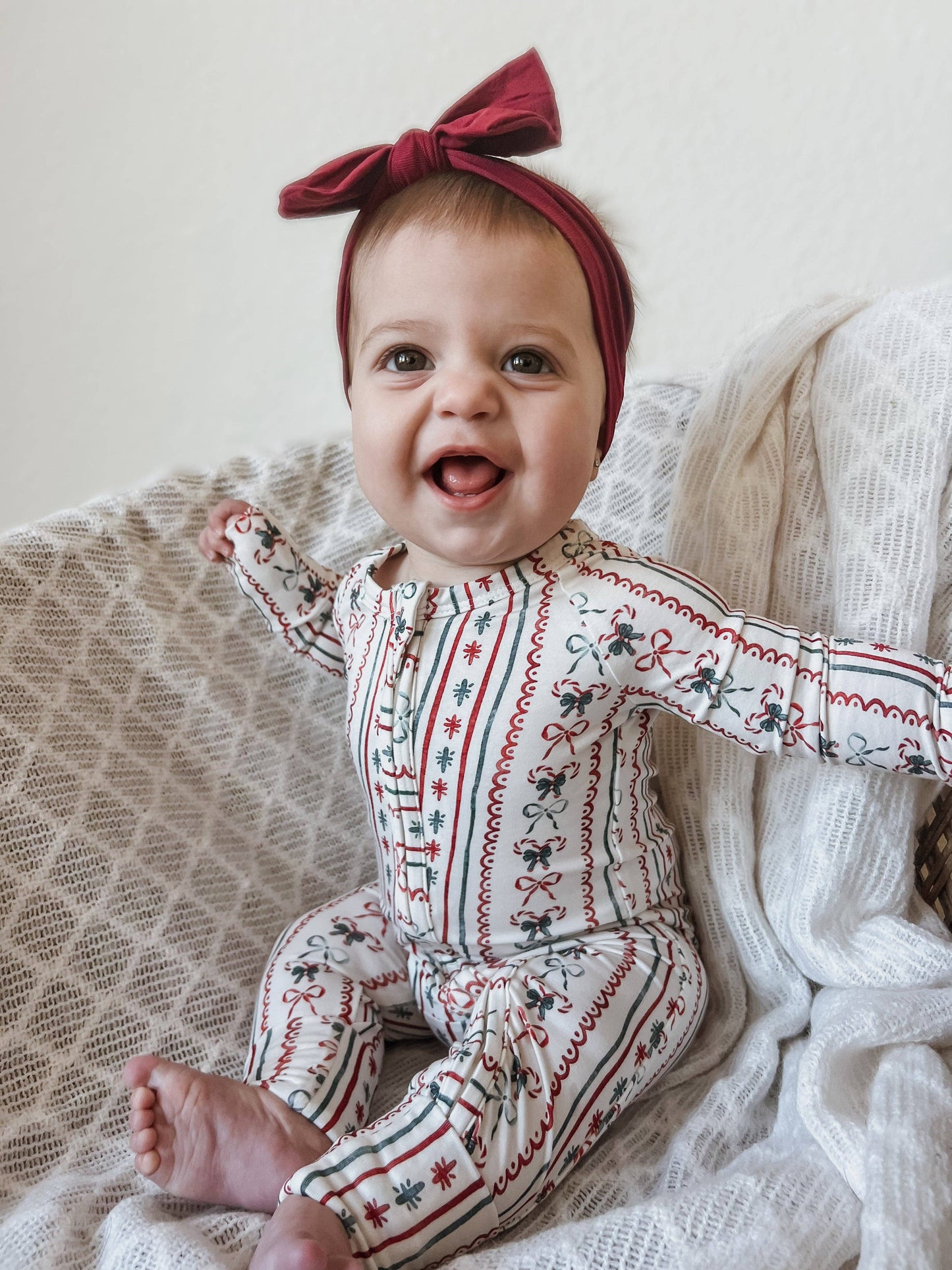 Candy Cane Lane Zippy Romper Baby Girl Christmas Pajamas PJs