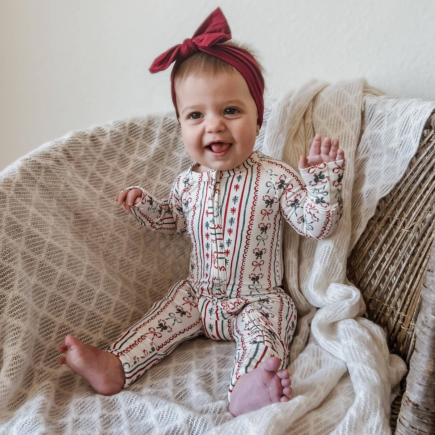 Candy Cane Lane Zippy Romper Baby Girl Christmas Pajamas PJs