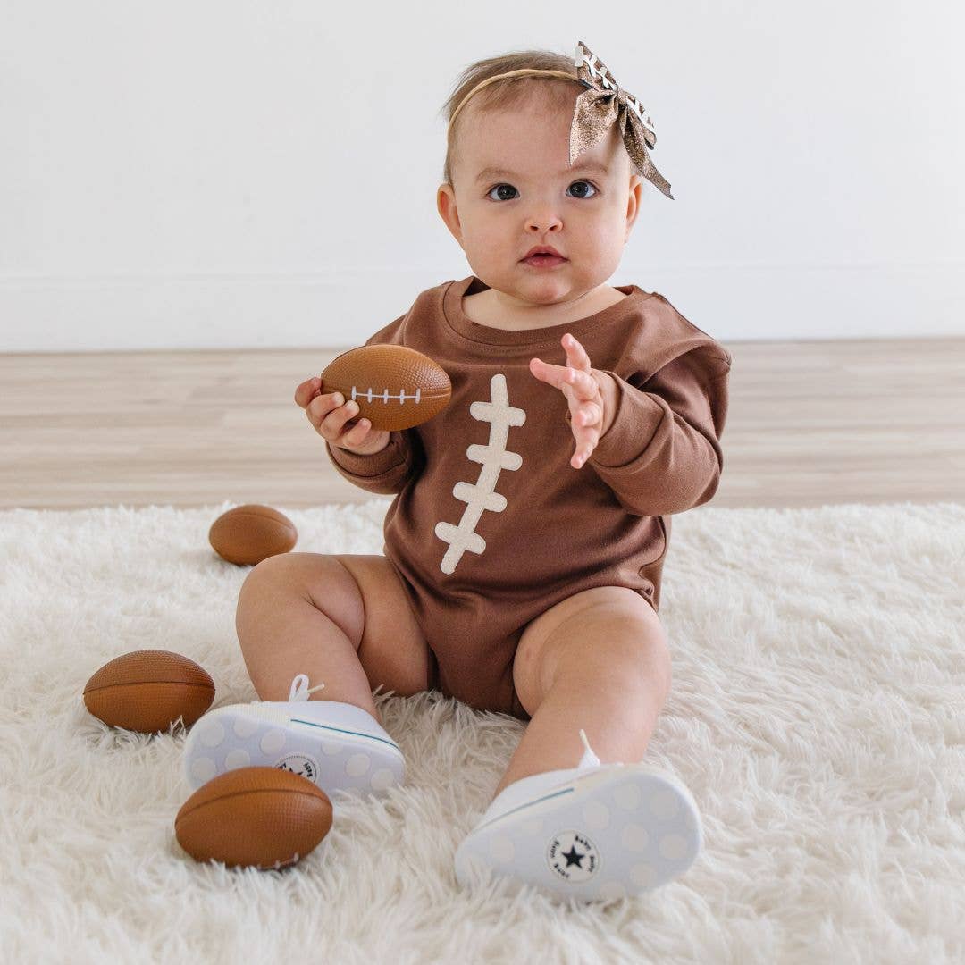 Football Lace Patch Long Sleeve Romper - Baby Clothing
