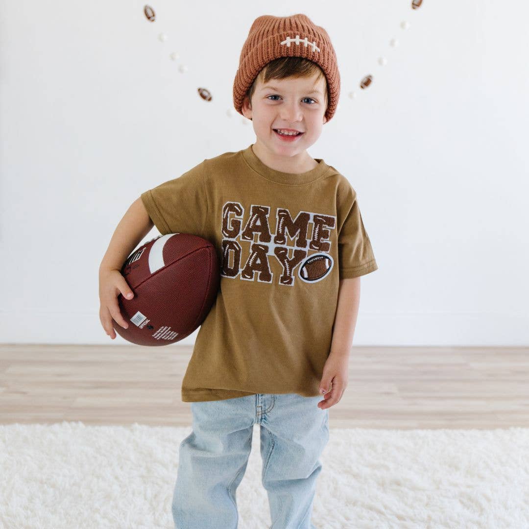 Football Lace Patch Beanie - Game Day - Hat - Boys