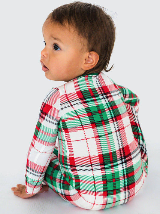 SoftSnooze™ Baby Boys Cotton Modal Dashing Dreams Plaid Footed One Piece Pajama