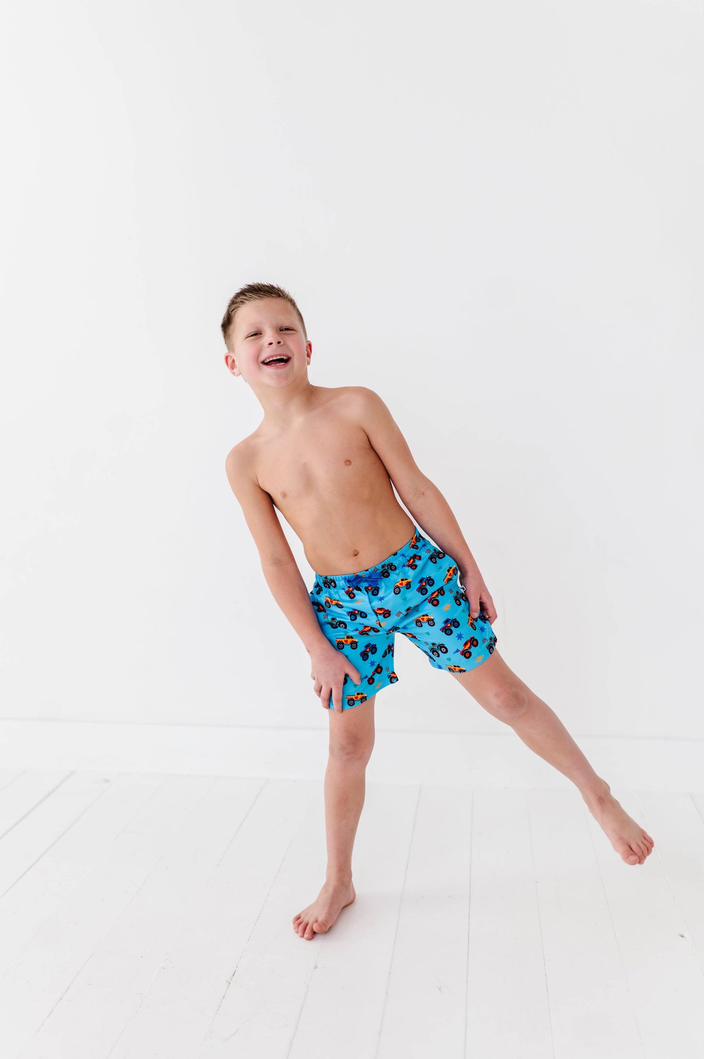 Monster Truck Boys Swim Trunks