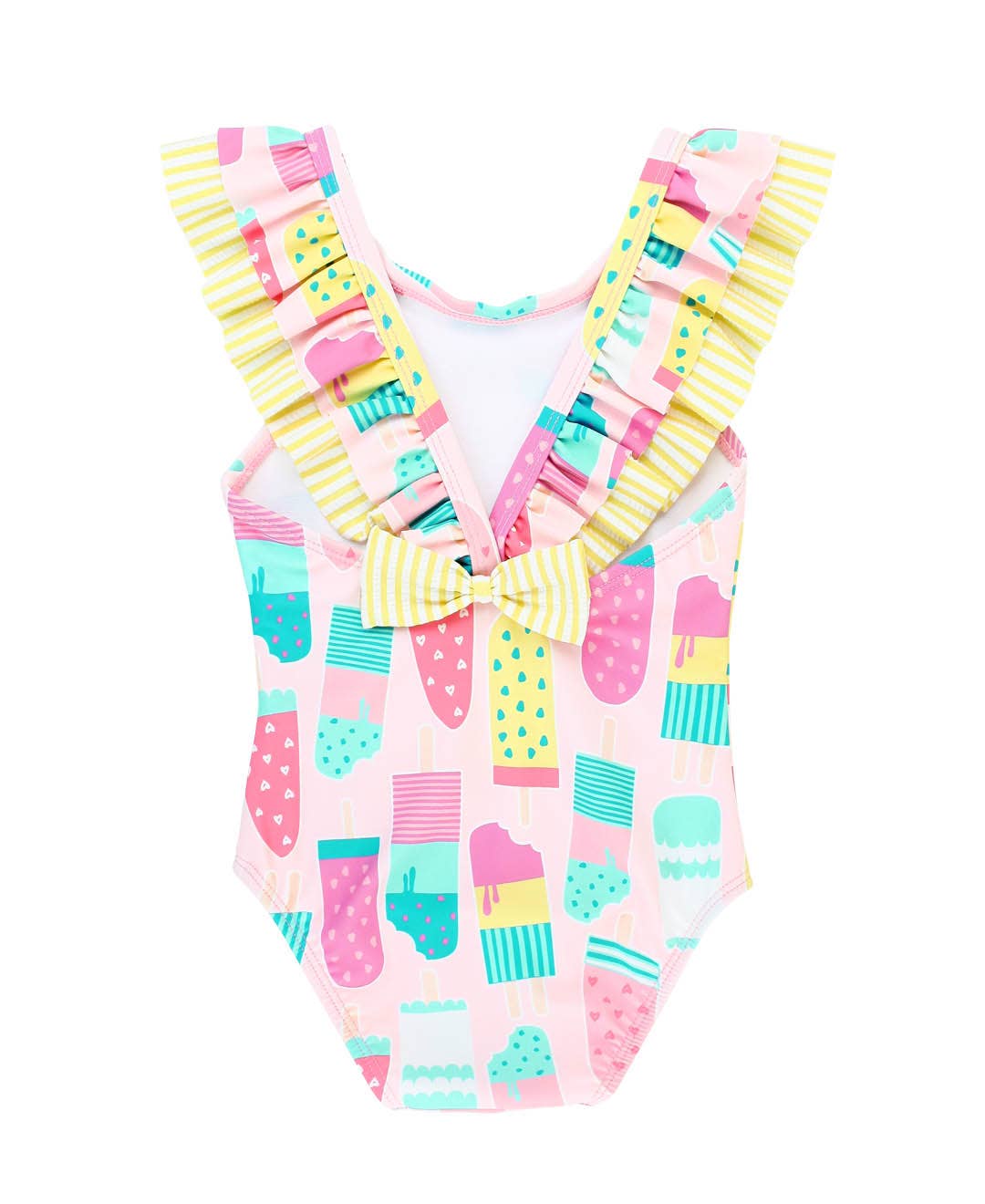Girls Ice Cream Social Bow V-Back One Piece Swimsuit