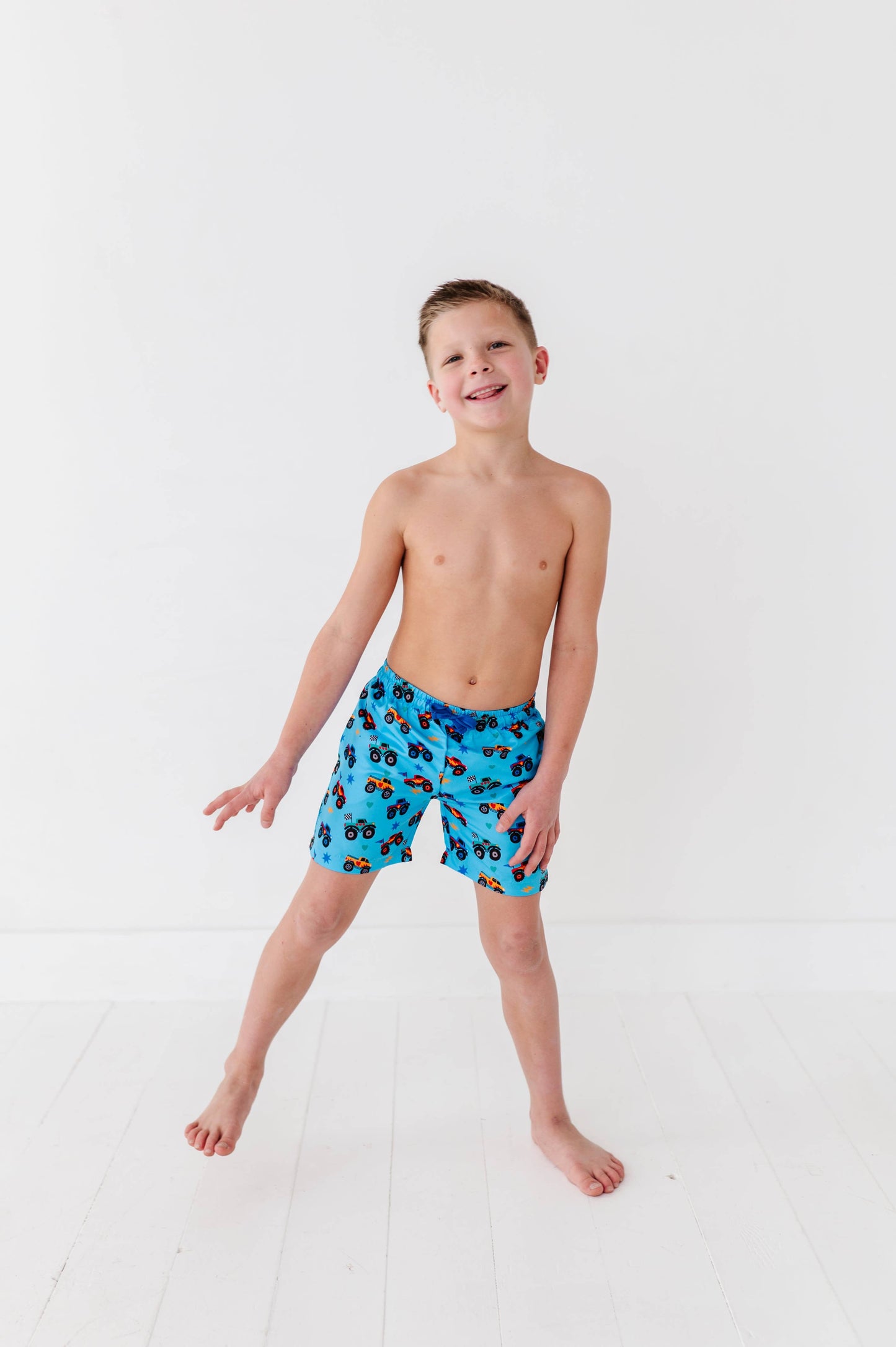 Monster Truck Boys Swim Trunks