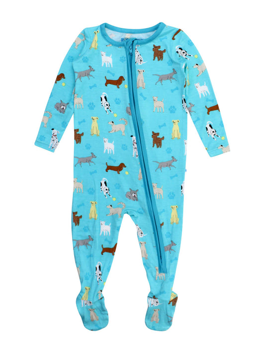 SoftSnooze™ Baby Boys Bamboo Viscose Puppy Playtime Footed One Piece Pajama