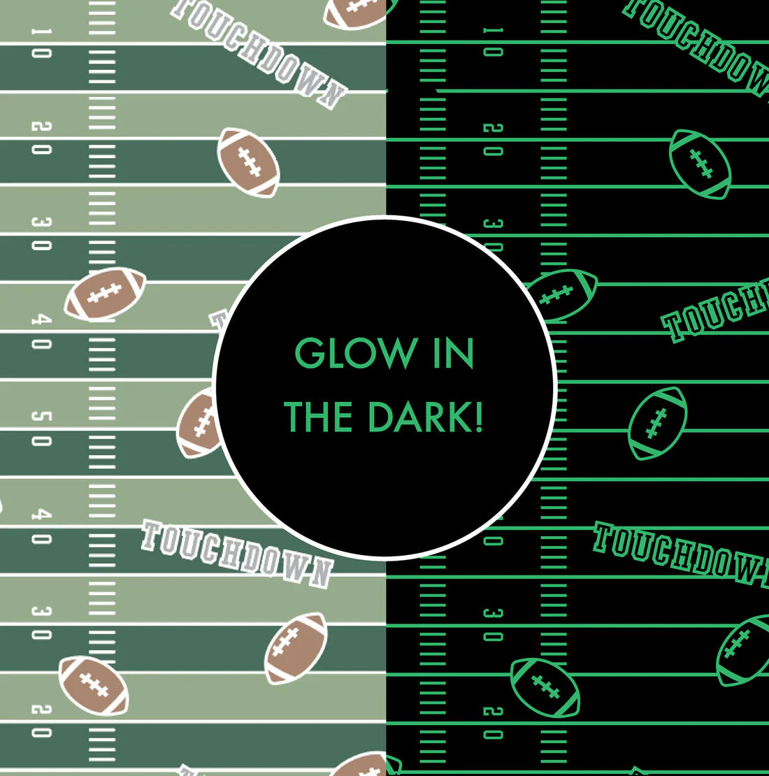2 Way Zipper Footie - Football Field Glow in the Dark