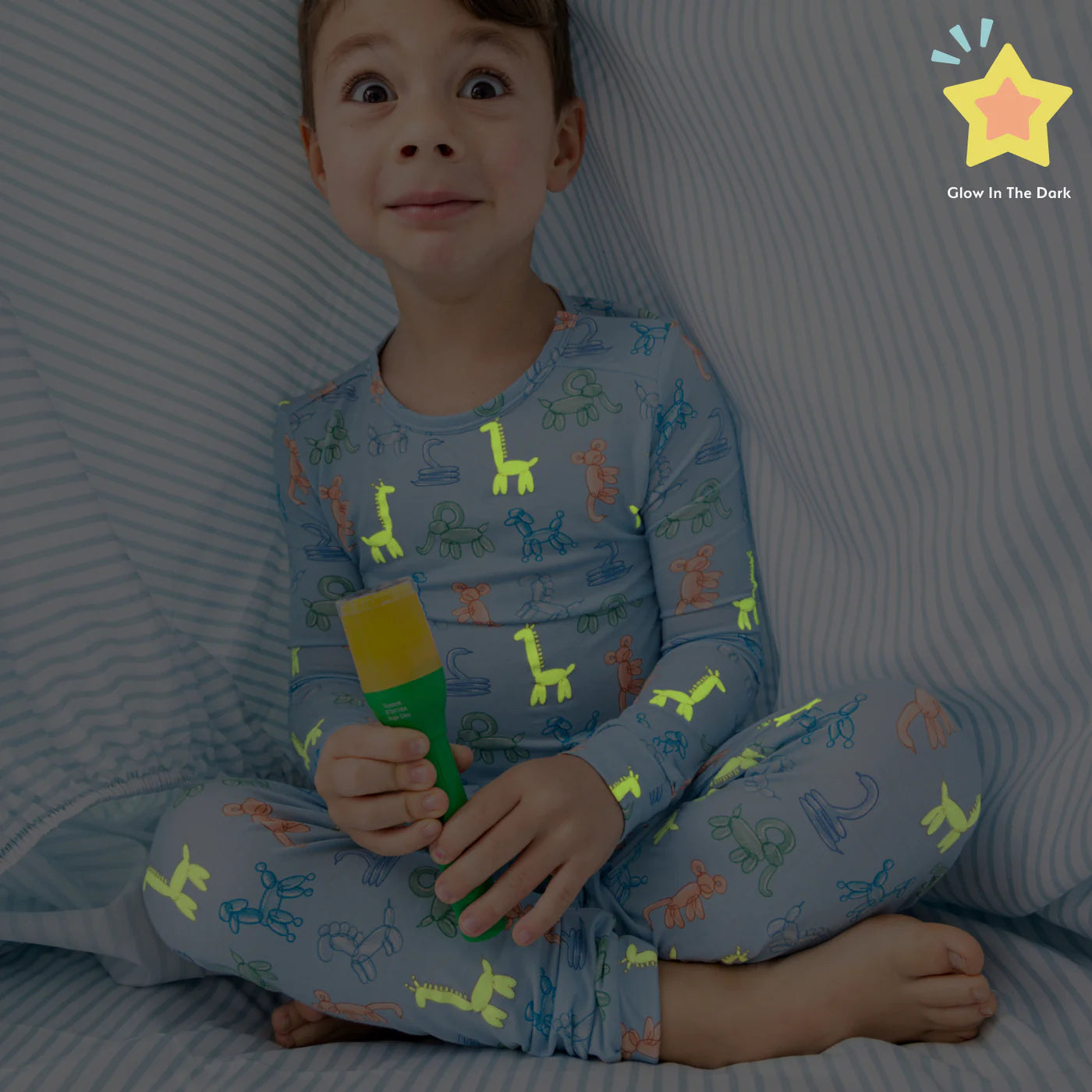 Blue Party Animals Glow in the Dark Modal Magnetic Pajama Set