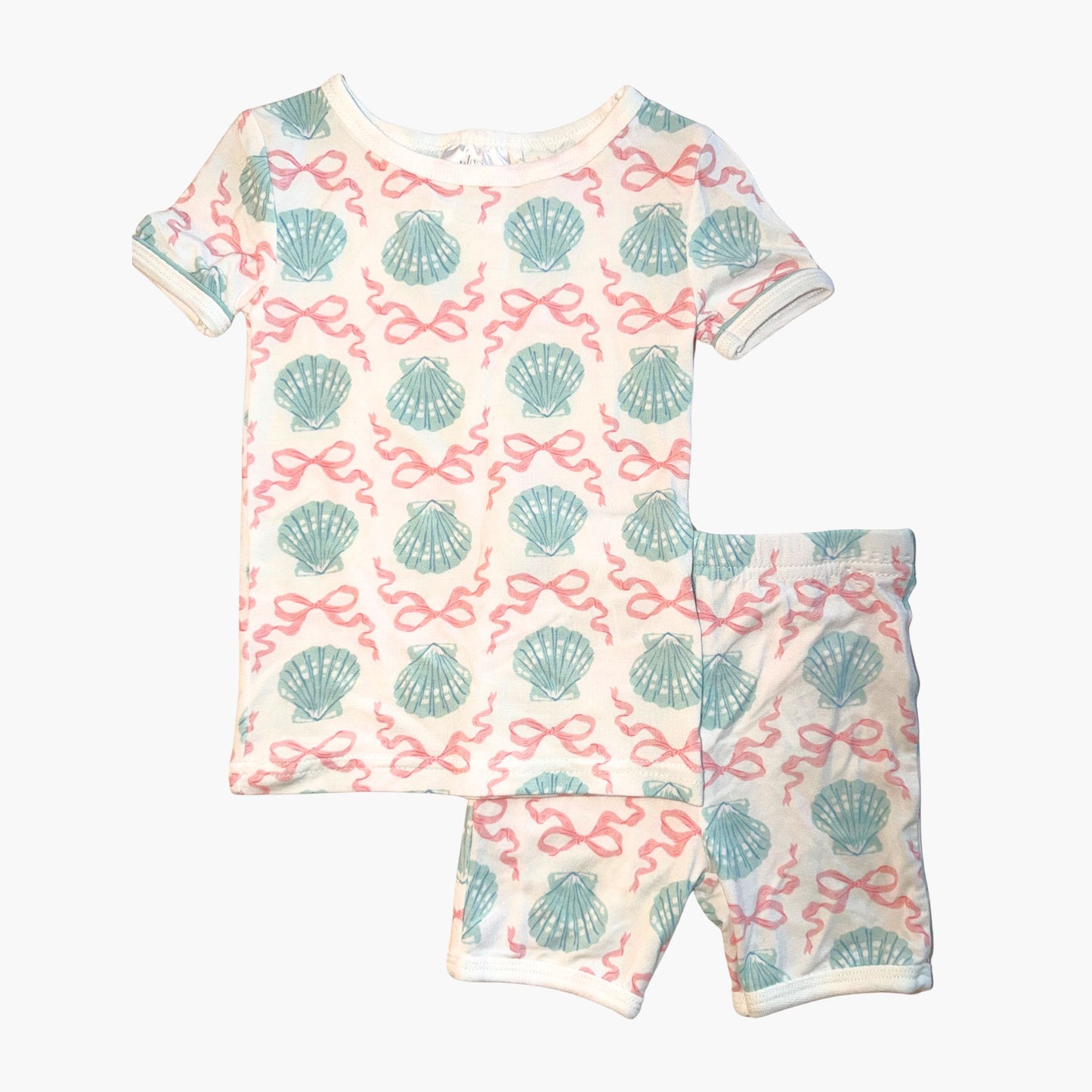Seashells and Bows Short Sleeve Shorts Pajama Set