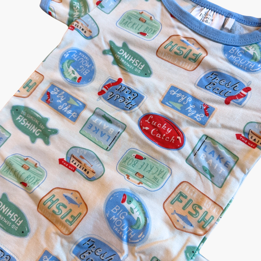Let's Go Fishing Short Sleeve Shorts Pajama Set