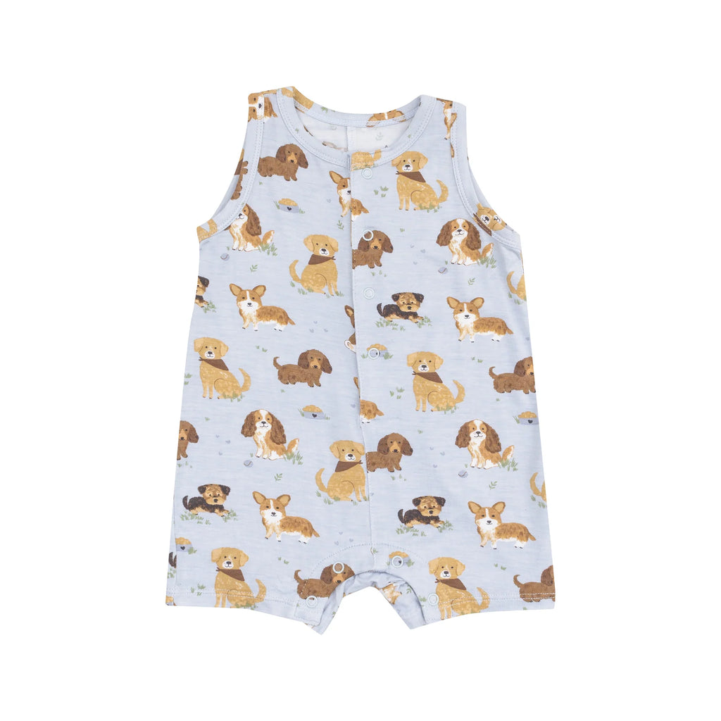 Best Friend Dogs Blue Bamboo Sleeveless Shortie Romper