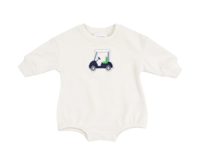 French Terry Sweatshirt Bubble with Applique - Golf Cart Blue