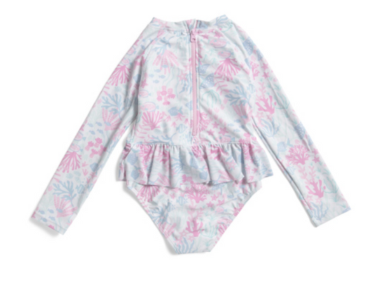 Ocean Friends Rash Guard Swimsuit with Shell Backpack