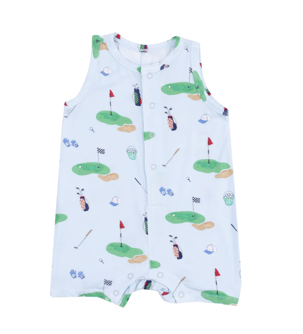Golf Things Blue Bamboo Sleeveless Shortie Romper
